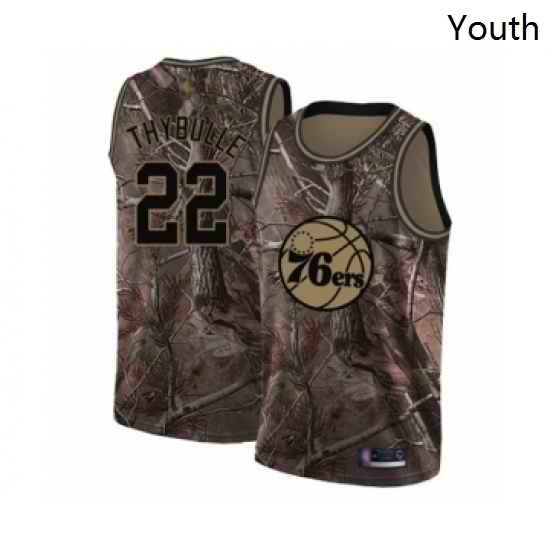 Youth Philadelphia 76ers 22 Mattise Thybulle Swingman Camo Realtree Collection Basketball Jersey